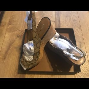 Coach Ferry Khaki Wedges Size 8